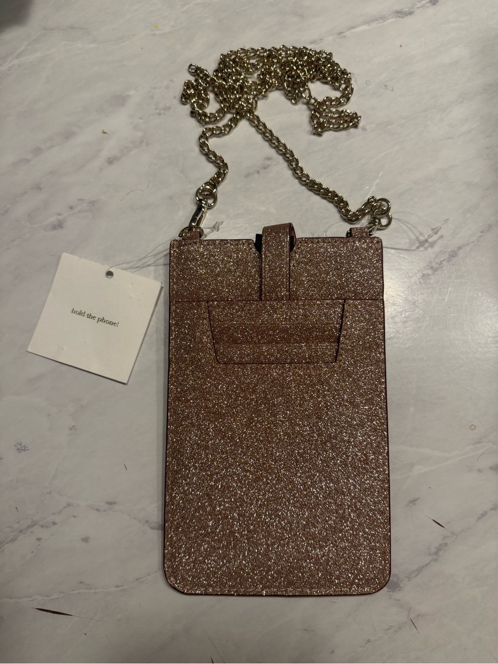 Kate Spade Sparkling Rose Gold Phone Crossbody & card case chain strap - Picture 2 of 2